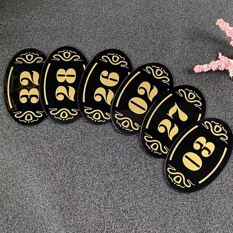 小蛋形黑亚克力号码（1-10）4.8*7.8cm