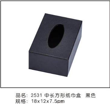 2531中长方形纸巾盒（黑色）18*12*7.5cm