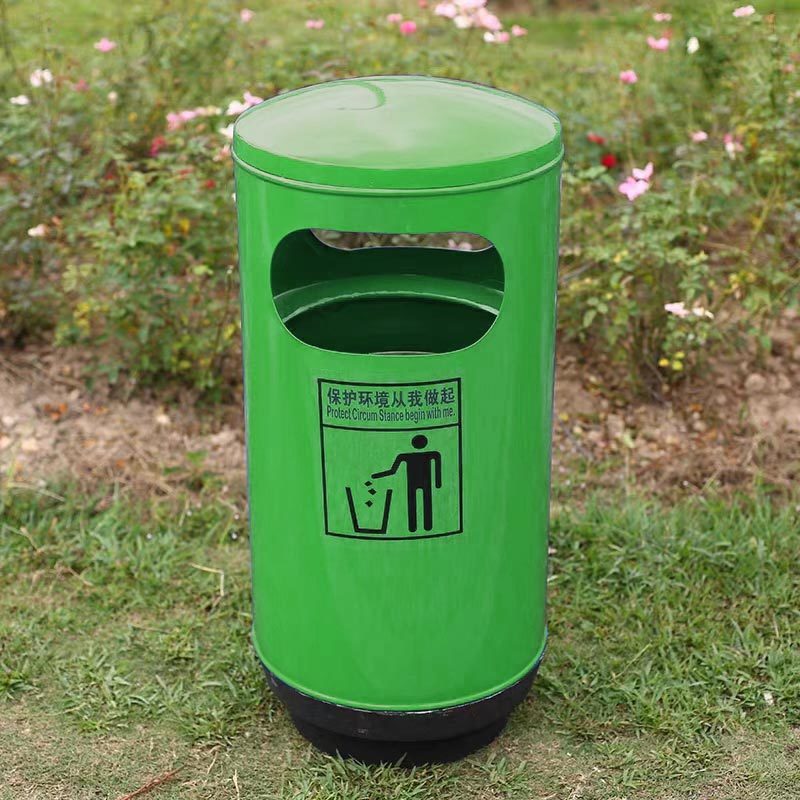 铁喷漆垃圾桶塑底座（绿）40*90cm