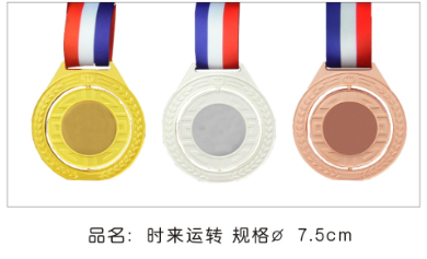 7.5cm时来运转锌合金空白奖牌
