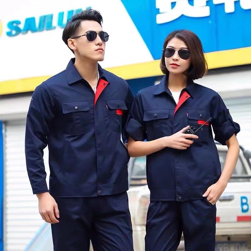 F-2203 藏蓝拼红夏装 工作服