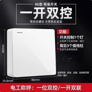 德力西/CD158/大板明装墙壁开关/开关面板