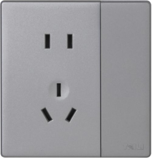 泰力V5一位10AX 250V双控开关五孔插座浅灰色 10A