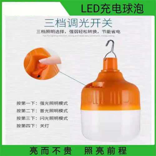LEDC充电球泡夜市摆摊地摊灯家用停电应急灯户外移动灯露营灯200W