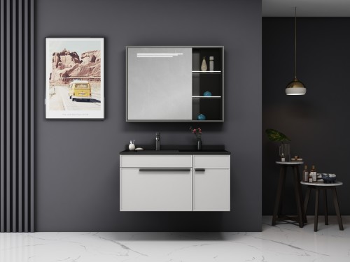 欧度实木岩板盆浴室柜3910-100