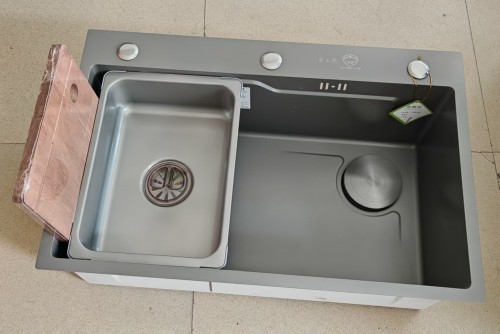 金玉瓷手工盆/洗菜盆/枪灰小米粒手工