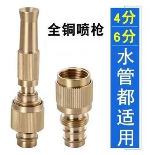 铜水枪/网红水枪/铜直喷高压水枪铜快接水枪整
套
