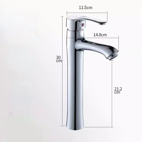 冷热面盆洗脸盆浴室柜台上盆洗手盆冷热加高单
孔龙头30cm】