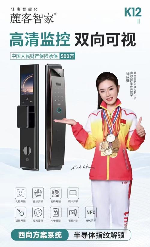 麓客智家全自动K12 人脸指纹锁