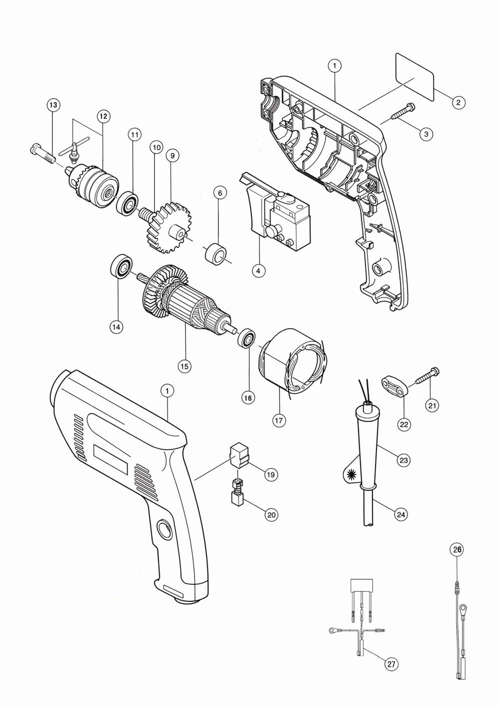 东成/手电钻J1Z-FF-10A配件 1.左右机壳
(DCA)